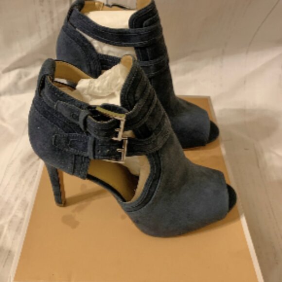 MICHAEL MICHAEL KORS Blaze Suede Open-Toe Bootie Size 9 M in Admiral Blue - Picture 6 of 8